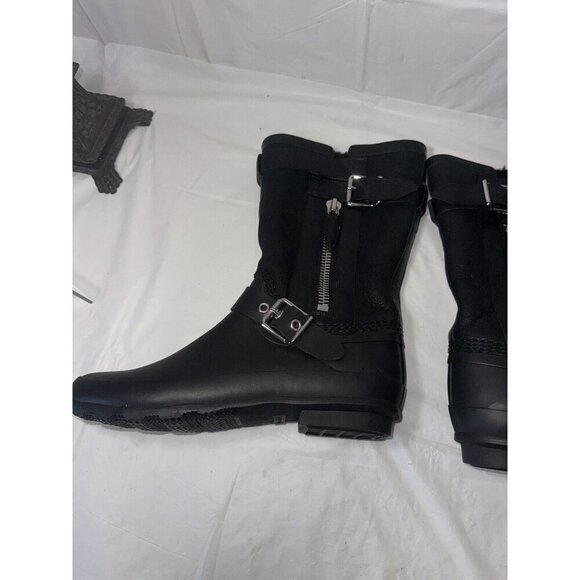 Burberry Black Claredon Shearling Riding Combat Boots Size 9 - Picture 8 of 16